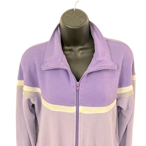 Vtg 70s 80s Wilson’s Pastel Lavender Purple color block Full Zip Track Jacket L - Picture 3 of 12